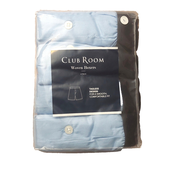 Club Room Men's Light Blue Woven Cotton Tagless 4-Pack Underwear Boxer Size L - Picture 2 of 7